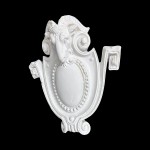 Ram's Head Cartouche — Beaded Shield with Greek Key Scrolls