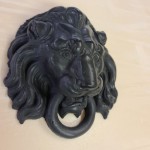 Lion Mask with Ring — Charcoal Jesmonite (Exterior)